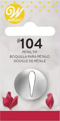 Produktbild von Wilton Spritztülle #104 aus Edelstahl für Blütenblätter, Rüschen & Bänder, spülmaschinenfest