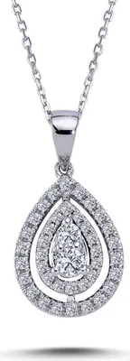 Produktbild von Diamant Drop Halskette 14 Karat Weißgold