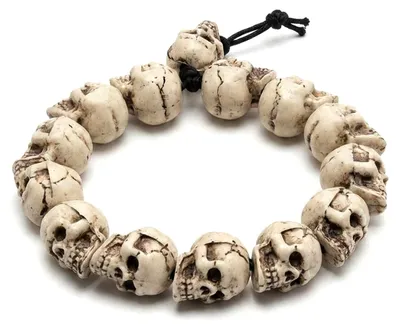 Obrázok produktu pre Halloween náramok s lebkami, béžový – univerzálna veľkosť