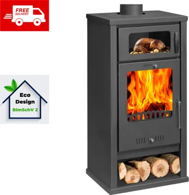 Produktbild von BALKAN ENERGY - Kaminofen - Ofen - Holzofen mit Backofen - Troy - 7.8kW -