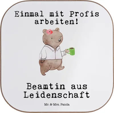 Produktbild von Mr. & Mrs. Panda Untersetzer für Gläser Beamtin Leidenschaft - Weiß - Geschenk, Studium, Beamte, Öffentlicher Dienst, Holzuntersetzer, Tischuntersetzer, gläseruntersetzer