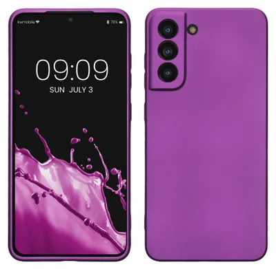 Produktbild von kwmobile Handyhülle für Samsung Galaxy S21 FE Hülle - Silikon Case metallisch schimmernd - Schutzhülle Cover - Metallic Violett