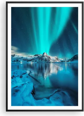 Produktbild von Gerahmtes Poster - Schwarzer Rahmen - Morgendämmerung Polar Berge - 70x100 cm - Wand Bild - Wanddeko - Wandbilder - Wandposter - Bilderrahmen - Bilder - Kunstdruck - Wandbild - P2BPA70x100-4196