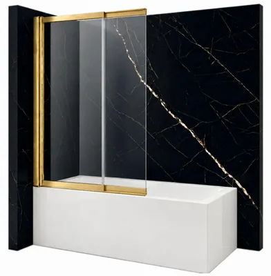 Produktbild von Silla Spencer Badewannenaufsatz 120x150 cm Gold gebürstet, Schiebetür, Nano