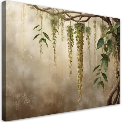 Produktbild von Leinwandbild Blätter Pflanzen Natur 120x80 Feeby Beige bild für die wand bereit zum aufhängen