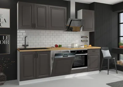 Produktbild von Landhaus Küche Stilo Grau 250 cm Küchenzeile Küchenblock Einbauküche erweiterbar