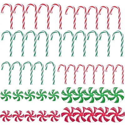 60 Weihnachtslutscher-Ornamente, Lollipop-Deko, hängend, 24+36 Stück