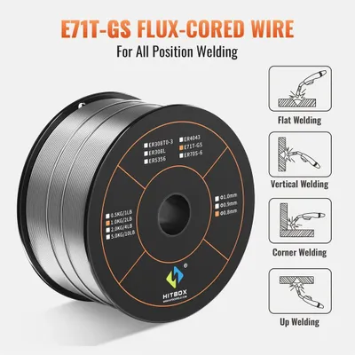Immagine prodotto di Filo per saldatura con anima - AWS E71T-GS - MIG senza gas, 0,8 mm, bobina da 1 kg, autoprotezione, per saldatura semiautomatica
