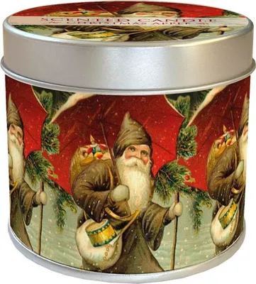 Immagine prodotto di Candela profumata in scatola di latta Collage natalizio di Babbo Natale