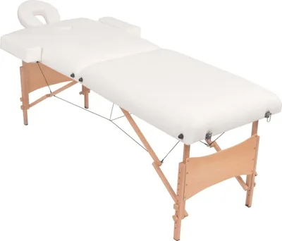 Immagine prodotto di Set Lettino Massaggio Pieghevole 2 Zone 10 cm e Sgabello Bianco