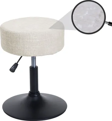 Obrázek produktu pro Stolička HWC-C22, taburet na líčení, výškově nastavitelný otočný Ø 37 cm tkanina šenil (465 g/m²)   krémově bílá