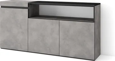 Produktbild von Sideboard, Highboard, 150x35x75cm, 3 Türen, Wohnzimmer, Küche, Zementgrau