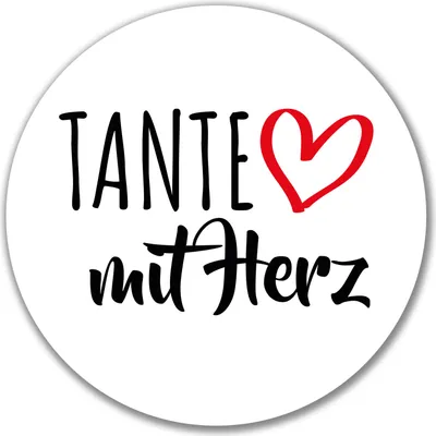 Produktbild von Huuraa Aufkleber Tante mit Herz 10cm rund Sticker Geschenkidee