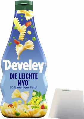 Produktbild von Develey "Unser Original" die Leichte vegan (500ml Flasche) + usy Block