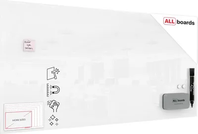 Immagine prodotto di Lavagna in vetro magnetica 200x100 cm Premium SUPERWHITE + GRATIS