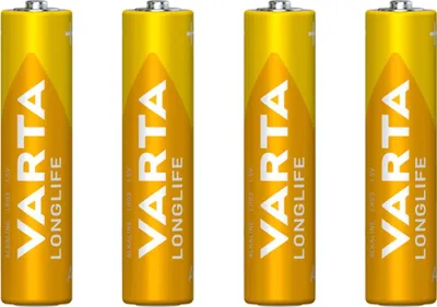 Obrázok produktu pre Varta Longlife Batterie, Batéria na jedno použitie, AAA, Alkalický, 1,5 V, 4 kusov, 10 rok / roky