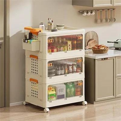 Produktbild von Famanu Aufbewahrungsbox Transparent mit Deckel und Rollen - Stapelbare Kunststoffbox für Wohnzimmer und Schlafzimmer, 3 Stück