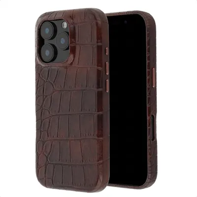 Produktbild von Selencia Croco Backcover mit MagSafe für das Apple iPhone 16 Pro – Choco Brown