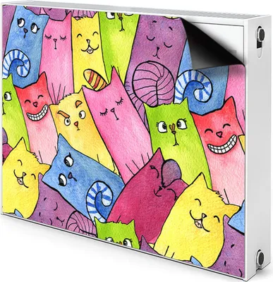 Produktbild von Magnet Radiator Magnet Mat Heizkörper Heizung Verkleidung Abdeckung 90x60 cm  - Glücklich, Katzen