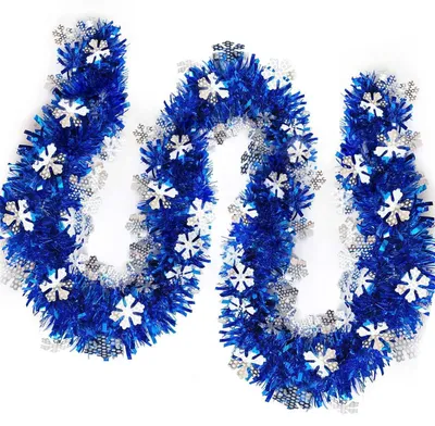 Produktbild von 3er Set Weihnachtsgirlande Lametta 2M mit Schneeflocke Metallic Blau