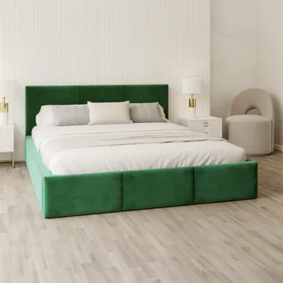 Produktbild von FDM Bett AMBER Trinity 180x200 cm Polsterbett mit Lattenrost aus Metall Bettkasten Stauraumbett Sam grün