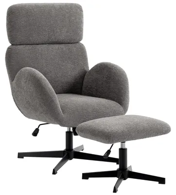 Produktbild von HOMCOM Sessel mit Hocker Drehbar Höhenverstellbar Loungesessel mit Samtoptik