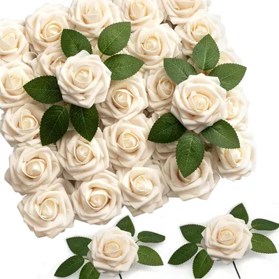 Produktbild von 50 künstliche Champagnerblüten, 8 cm Durchmesser, für Wand-, Hochzeitstisch- und Innendekoration