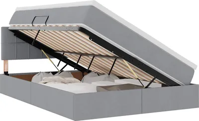 Obrázok produktu pre vidaXL LED posteľ s úložným priestorom a matracom, svetlošedá, 140 x 190 cm, látka