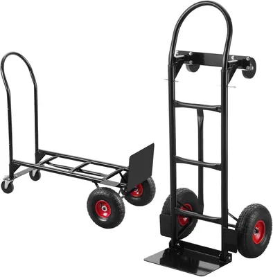 Image de TEENO Chariot Pliable 2 en 1 Multifonction, Chariot à Plateforme,Capacité de Charge de 350 kg, en Métal, avec Poignée en Caoutchouc, pour Entrepôts