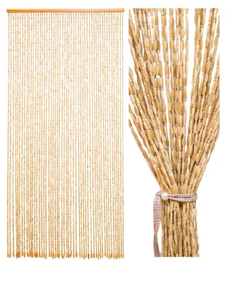Bambus-Perlenvorhang 90x195 cm, 52 Stränge, beige, handgefertigt