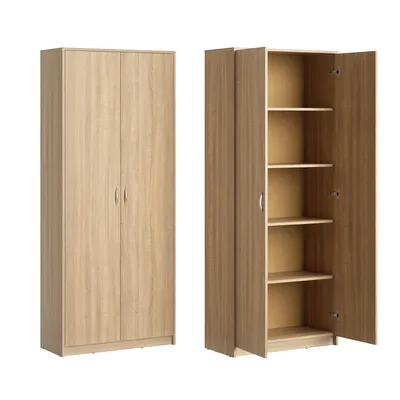 Produktbild von Aktenschrank mit 5 Fächern Mehrzweckschrank Haushaltsschrank in mattem Finish mit 4 Einlegeböden und 2 Türen sonoma