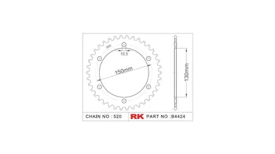 Produktbild von RK Kettenrad "4424" 520, Stahl, silber 42 Zähne