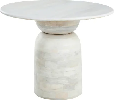 Produktbild von BELIANI Esstisch Weiß aus Mangoholz ø 110 cm Rund mit Massivholzbein Modernes Design Esszimmertisch Küche Esszimmer