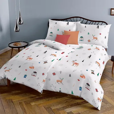 Produktbild von Fleuresse Mako-Satin Bettwäsche Milano Winteridylle multicolor 155x220 cm + 80x80 cm