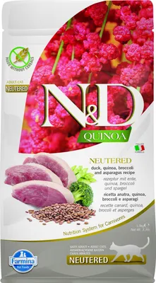 Productafbeelding van Farmina Pet Food N&D Quinoa, Volwassen dier, Geschikt voor alle rassen, Eend, 1,5 kg, Zonder granen, Bevat antioxidanten