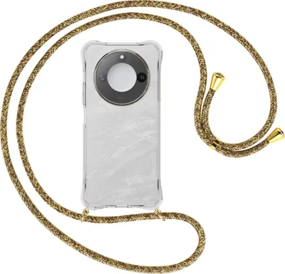 Produktbild von Handykette Backcover-Schutzhülle mit Band (Metall goldfarben) für Honor X60 5G - braun+beige