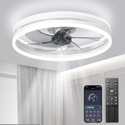 Obrázok produktu pre Stropný ventilátor s osvetlením – biely – 40 cm – 50 W – 6 rýchlostí – vhodný do obývačky a spálne