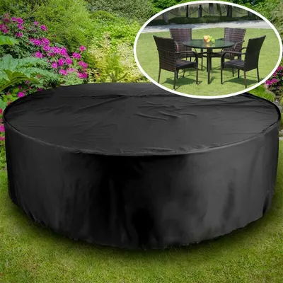 Produktbild von Garten Rund Möbel Abdeckung Tisch Abdeckplane Schutzhaube Möbelschutzhülle 204x60cm