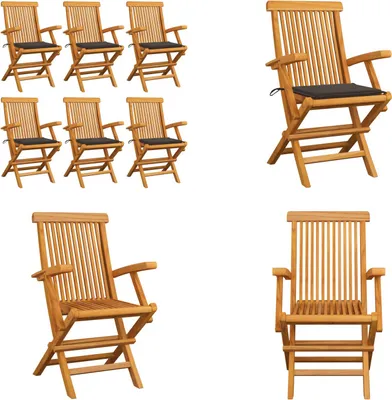 Produktbild von vidaXL Gartenstühle mit Taupe Kissen 6 Stk. Massivholz Teak - Gartenstuhl - Gartenstühle - Gartenstuhl Holz - Gartenstuhl Massivholz