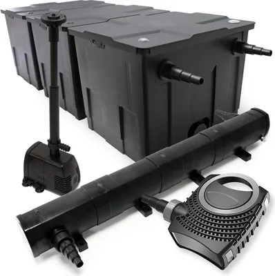 Produktbild von Wiltec Komplettset: CBF-350C Teichfilter bis 90000 L Teichfilteranlage Durchlauffilter, NEO10000 Teichpumpe 10000l/h 80W, CUV-272 Teichklärer UVC Klärer mit 72W, HJ-943 Springbrunnenpumpe 800l/h 16W