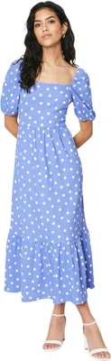 Obrázok produktu pre Dorothy Perkins - Dámske midi šaty so štvorcovým výstrihom DP4763 (42 DE) (modrá/biela)