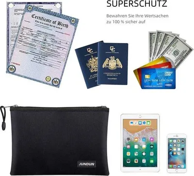 Produktbild von Famanu Dokumententasche feuerfest und wasserdicht - Schwarz