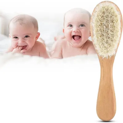 Productafbeelding van Zachte babyhaarborstel van geitenhaar voor hoofdmassage