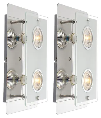 Produktbild von 2er Set LED Wandleuchte, 2 Flammig, Glas, Chrom, H 16cm