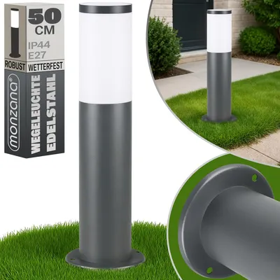 Produktbild von MONZANA® Außenlampe Edelstahl 50cm E27 Fassung IP44 Wetterfest Stehend Wegeleuchte Gartenleuchte Beleuchtung Außen Leuchte Garten Outdoor Anthrazit