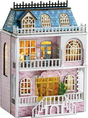 Zdjęcie produktu dla Habarri | Miniaturowy Domek - DIY Domek dla Lalek - Drewniany Domek z Meblami i Oświetleniem LED - Prezent dla Dzieci - Rezydencja W Mayfair
