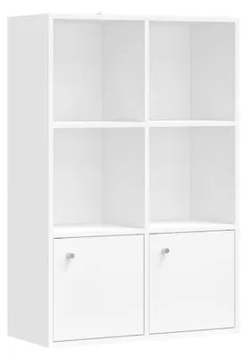 Immagine prodotto di Libreria a 3 ripiani, 2 vani con ante | Colore: bianco "Wolke" | Dimensioni: 65,8 x 29 x 97,8 cm