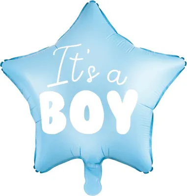 Produktbild von Partydeko Folienballon Stern Es ist ein Junge 48cm hellblau Babyshower