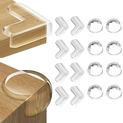 Produktbild von Baby Eckenschutz Transparent 16-teilig – 8x Runde + 8x L-Förmige Kantenschützer, Selbstklebende Kindersicherung für Möbel & Tische