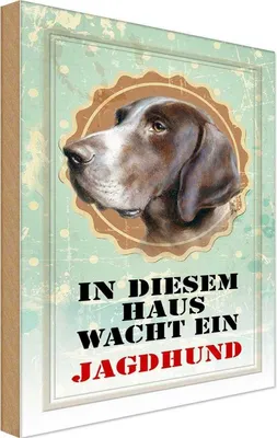 Produktbild von vianmo Holzschild 18x12 cm Hund in diesem Haus wacht ein Jagdhund Tier Haustier
